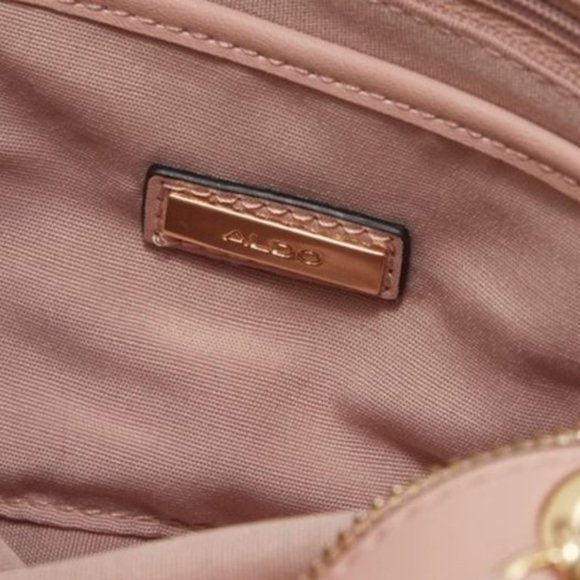 Like new Aldo Quilted Pink/ Nude dorolora crossbody bag with crystal decor - Picture 4 of 5